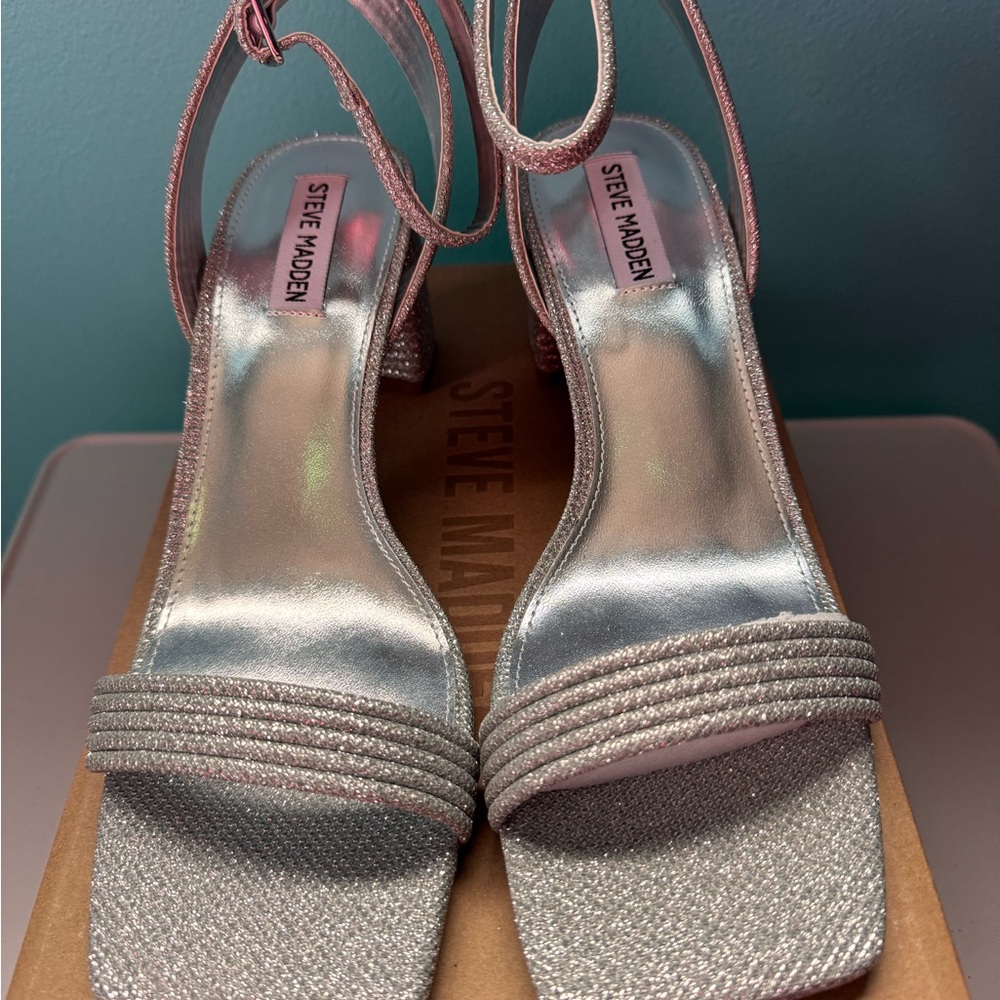 Steve Madden Silver Strappy Heels